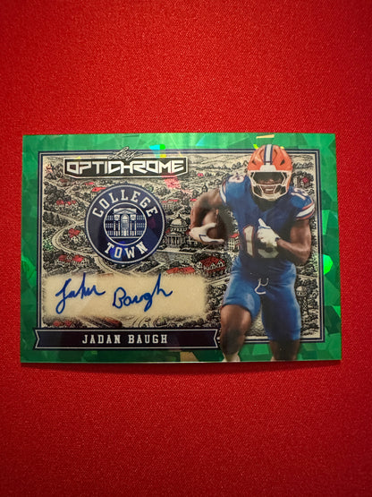 2026 Leaf Optichrome Football Jadan Baugh College Town Green Crystal Auto 1/1