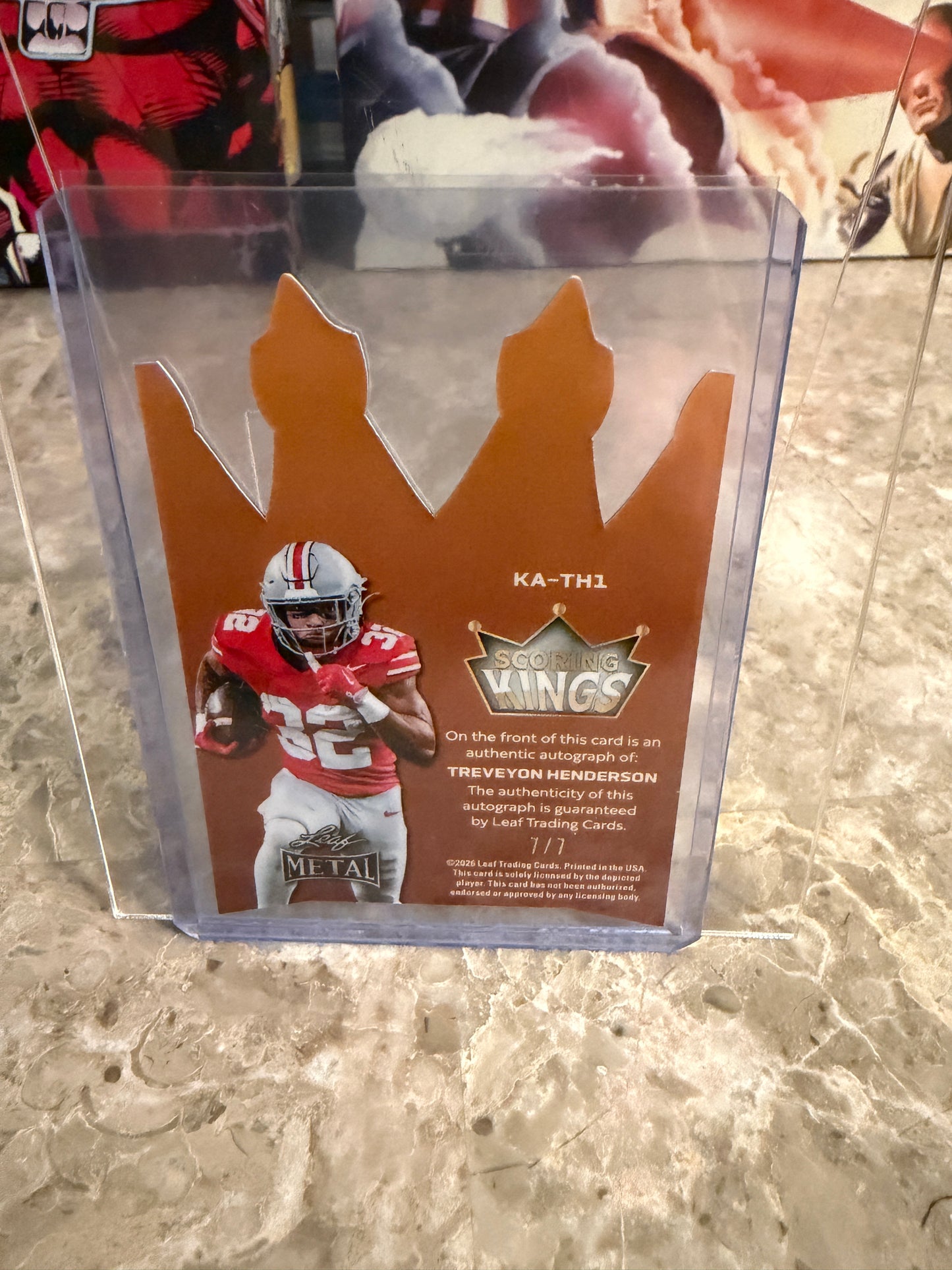 2026 Leaf Metal Football Scoring Kings TreVeyon Henderson Purple Shimmer Auto 1/7