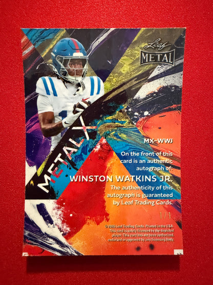2026 Leaf Metal Football Winston Watkins Jr. Metal X Auto Super Gold Prismatic 1/1