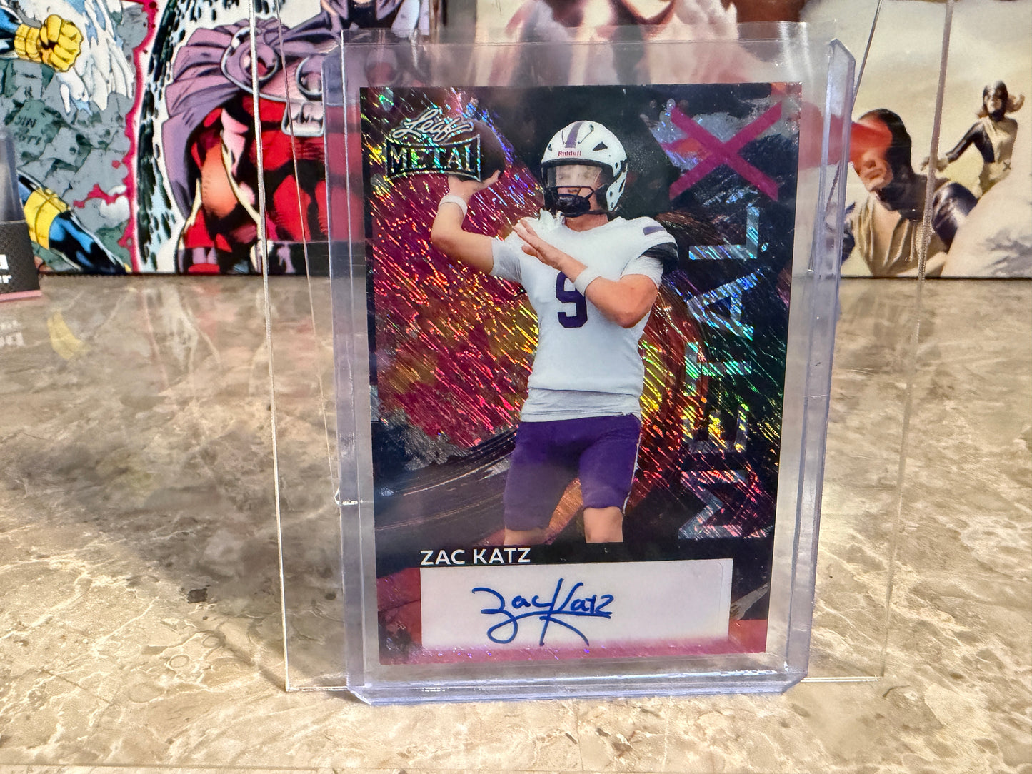 2026 Leaf Metal Football Zach Katz Metal X Gold Super Prismatic 1/1 2-Card Lot