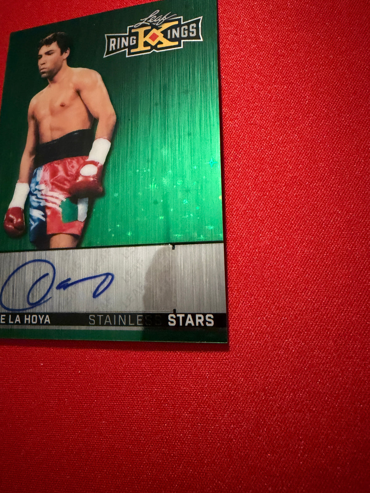 Oscar De La Hoya 2026 Leaf Metal Rings Stainless Stars Auto Green Sparkle 1/1
