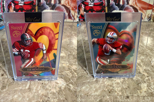 Joe Montana Steve Young 2026 Wild Card Wild Art 1/1 49ers 2-Card Lot