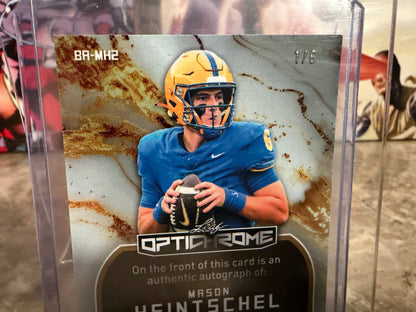 Mason Heintschel Leaf Optichrome Football Base Auto Pink Shimmer 1/6 Bookend