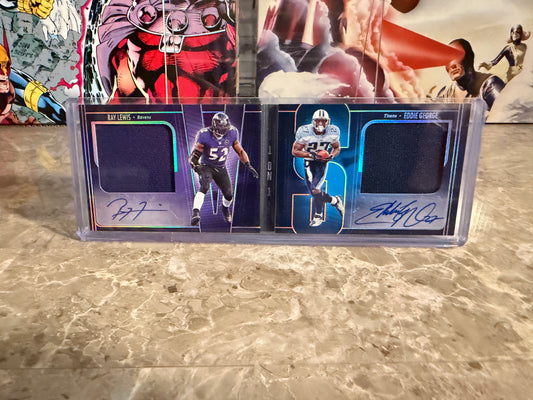 Ray Lewis vs. Eddie George 2025 Panini Silhouette Football Dual Patch Auto Booklet
