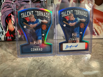 Ethan Conrad 2026 Pro Set Talent Tornado Lot /5 Blue AUTO & /8 Platinum