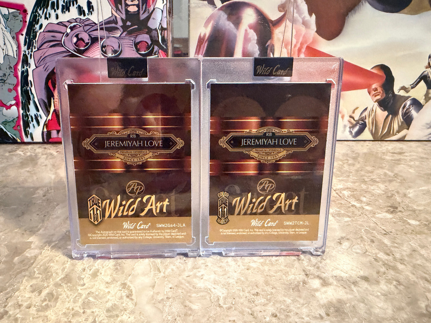 Jeremiyah Love 2026 Wild Card Wild Art 1/1 Gold Vinyl Color Match Two-Card Lot