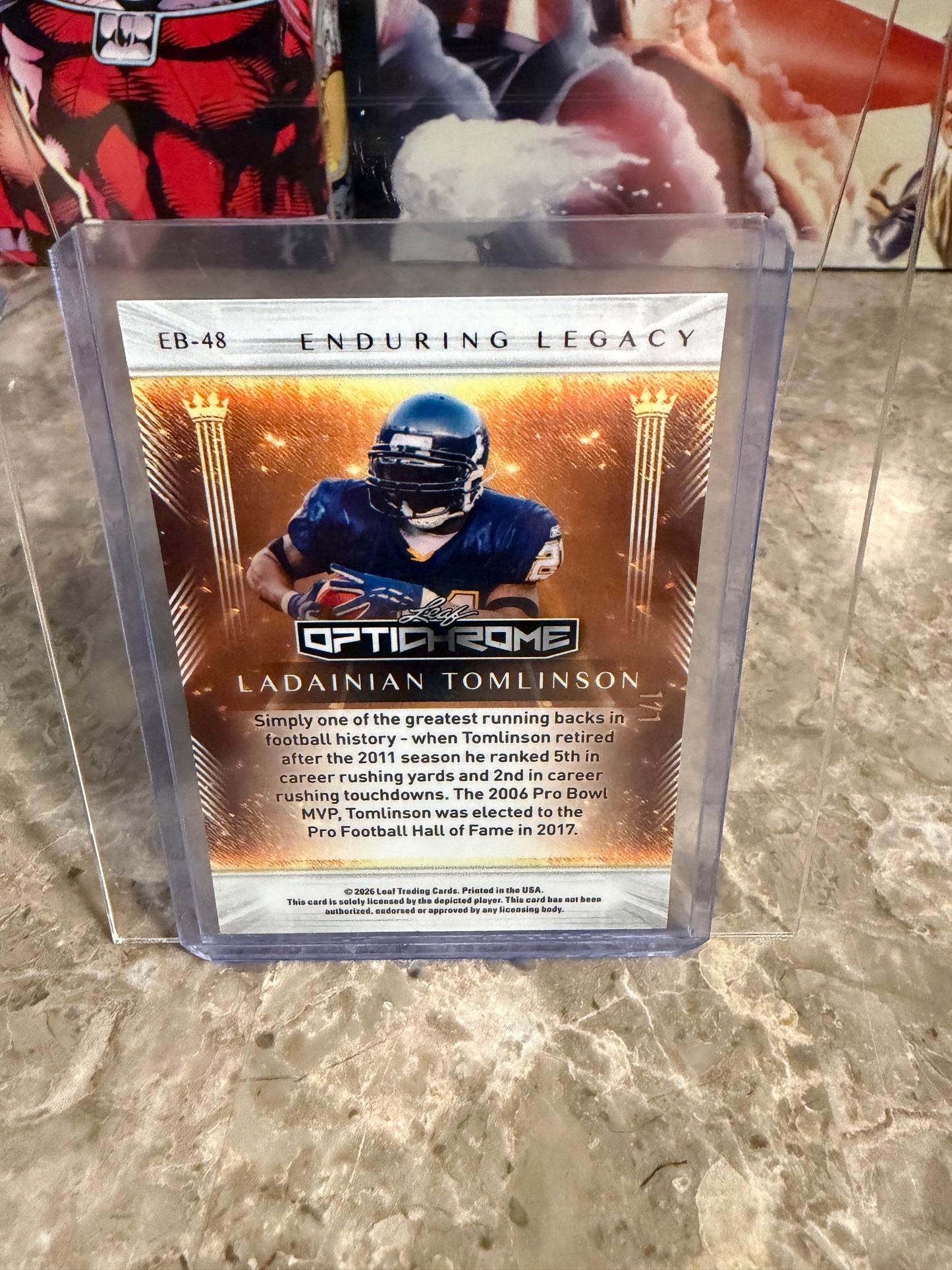 2026 Leaf Optichrome Football Ladainian Tomlinson Enduring Legacy Gold 1/1