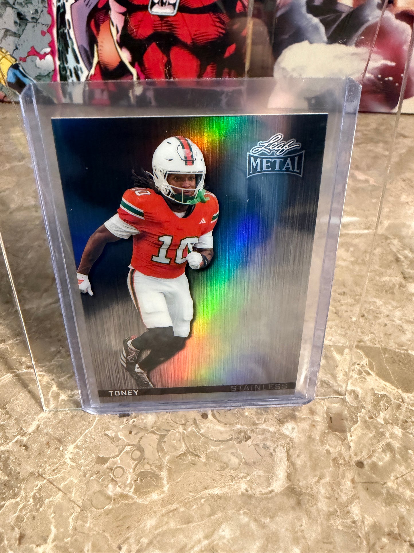 Malachi Toney 2026 Leaf Metal Football Silver Prismatic Stainless 9/12