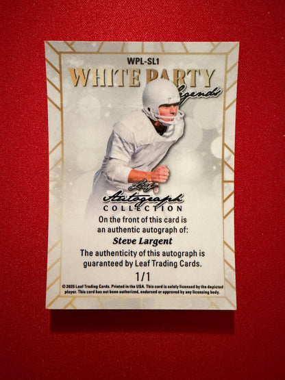 Steve Largent 2026 Leaf Autograph Collection White Party Legends Prismatic 1/1
