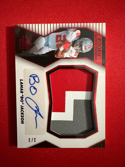 Lamar Bo Jackson 2026 Leaf Trinity Rookie Auto Memo Number Patch Color Match /3