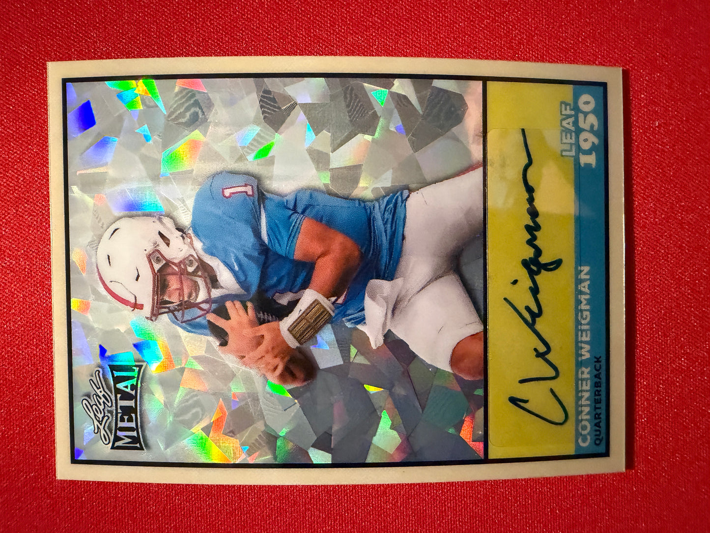 2026 Leaf Metal Football Conner Weigman 1950 AUTO Silver Crystal 1/1