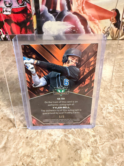 Tyler Bell 2026 Leaf Metal Draft Edition Baseball Valiant Auto Green 5/5