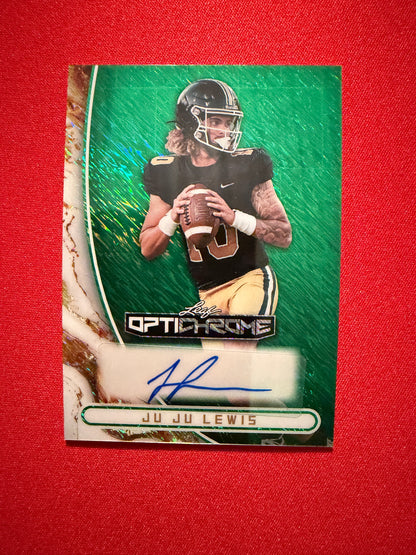 Juju Lewis 2026 Leaf Optichrome Football Base Green Shimmer 3/3