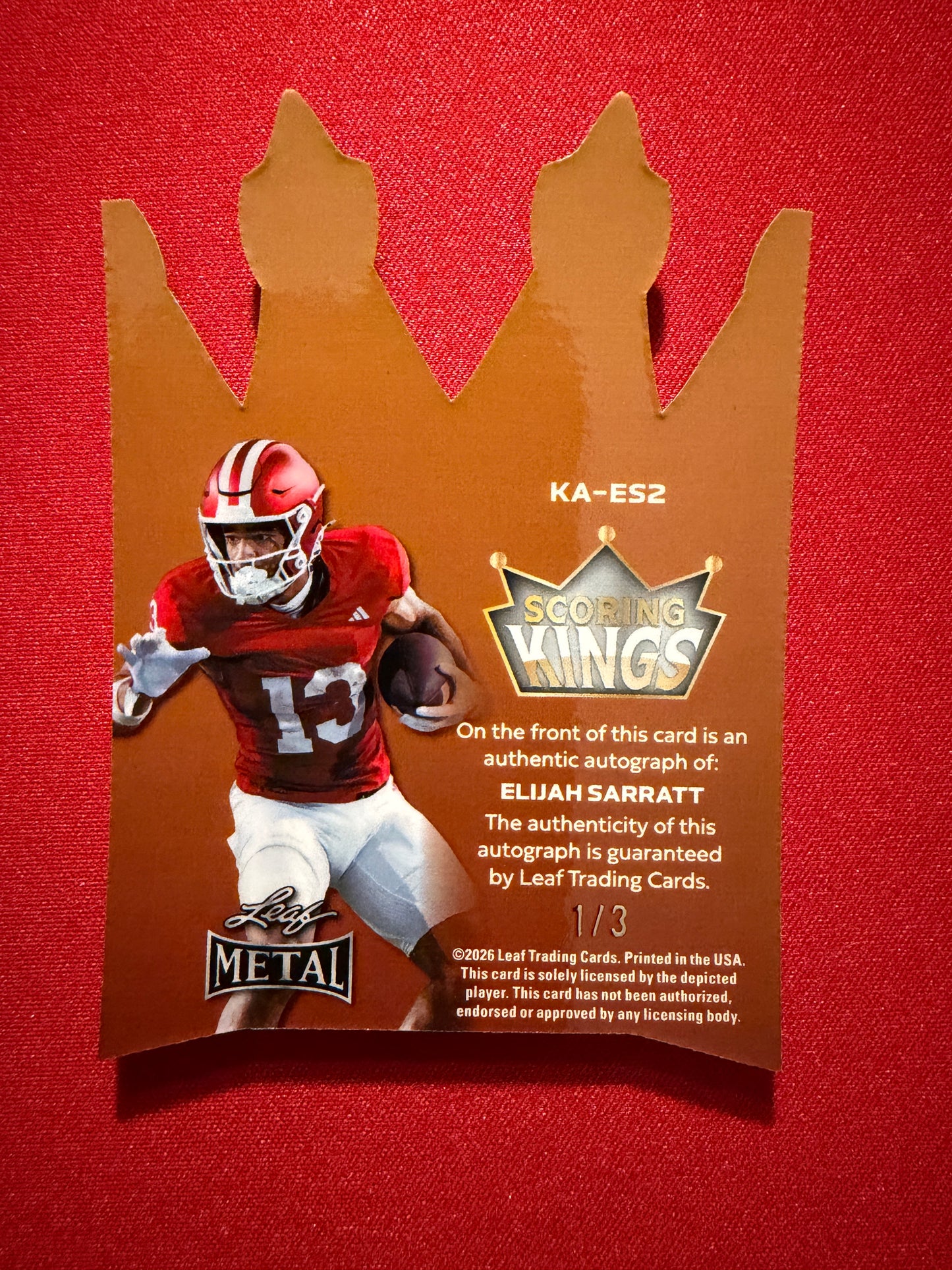 2026 Leaf Metal Football Elijah Sarratt Scoring Kings Auto Green Shimmer /3