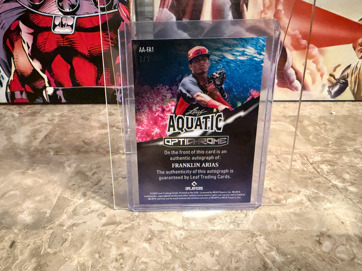 Franklin Arias 2025 Leaf Optichrome Baseball Aquatic Auto Coral Cracked Ice 1/1