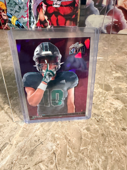 Noah Knigga 2026 Leaf Metal Football Base Pink Crystal 2/6