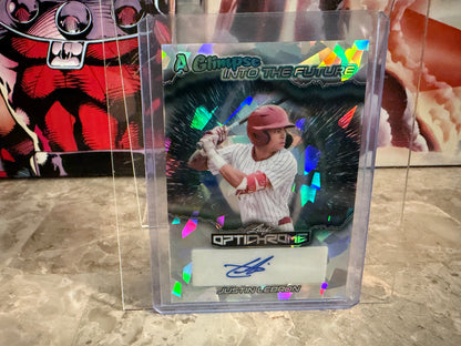 Justin Lebron 2025 Leaf Optichrome Baseball Glimpse Into Future Auto Silver /10