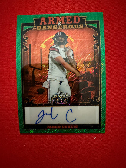 2026 Leaf Metal Football Armed & Dangerous Jared Curtis Auto Green Shimmer 1/3