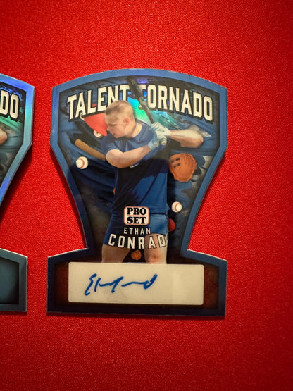Ethan Conrad 2026 Pro Set Talent Tornado Lot /5 Blue AUTO & /8 Platinum