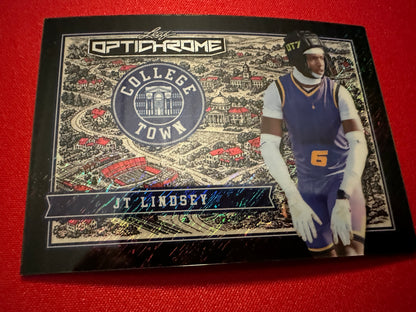 JT Lindsey 2026 Leaf Optichrome Football College Town Black Shimmer 1/1