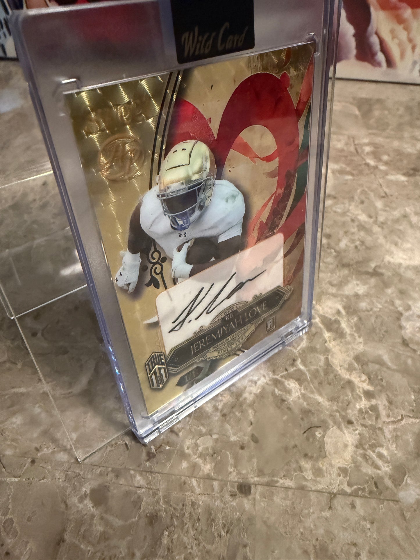 Jeremiyah Love 2026 Wild Card Wild Art 1/1 Gold Vinyl Color Match Two-Card Lot