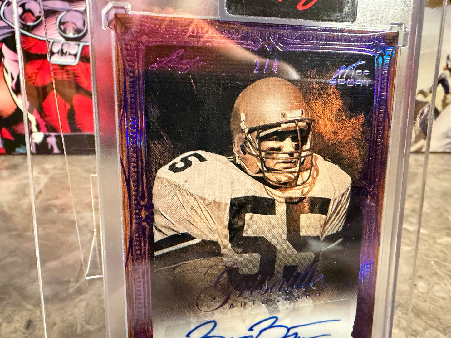 2026 Leaf Art of Sport Brian Bosworth Grisaille Auto Purple /4