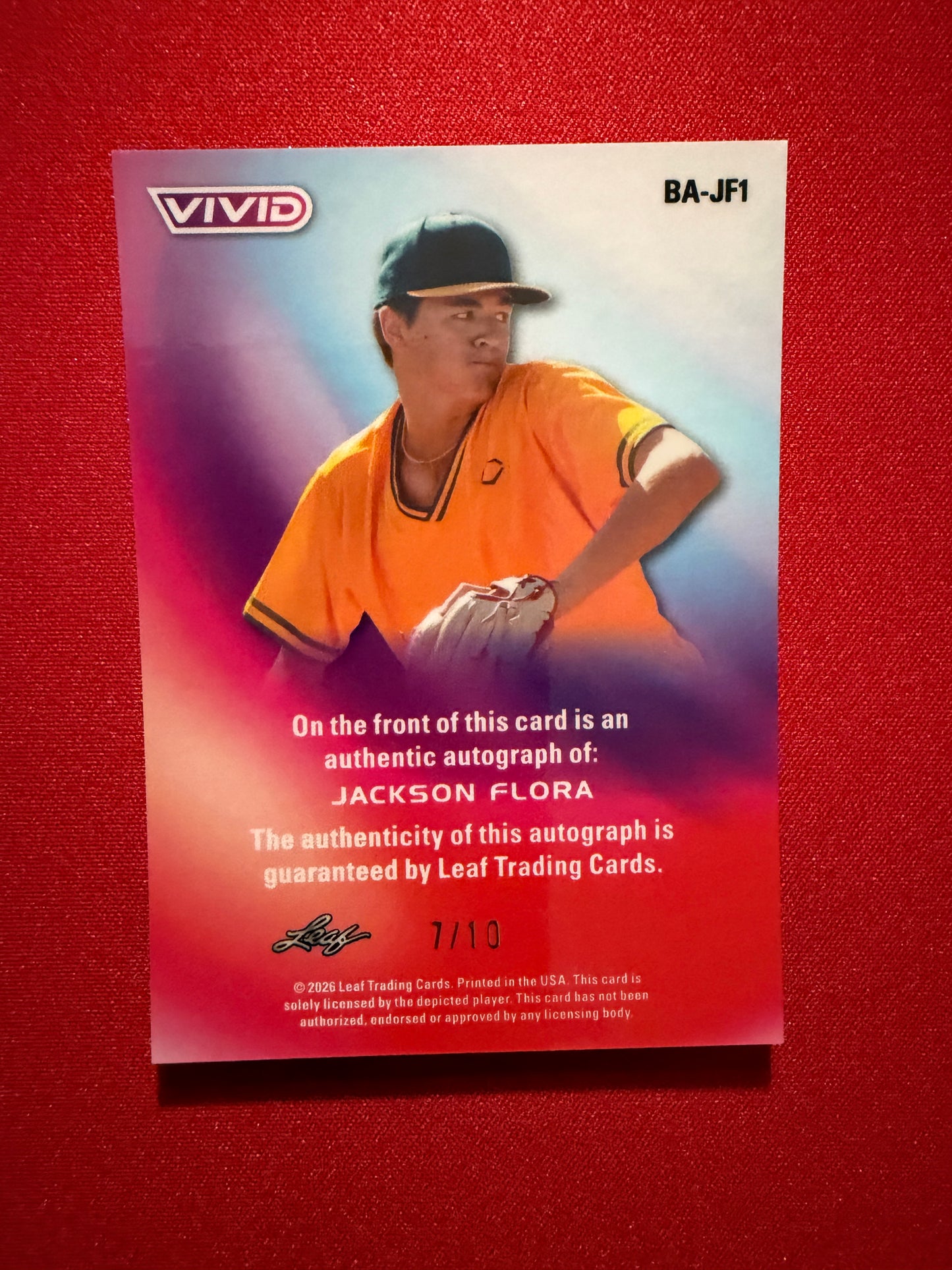2026 Leaf Vivid Baseball Jackson Flora Auto /10 Green
