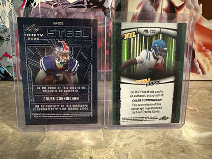 Caleb Cunningham AUTO LOT 2025 Leaf Trinity Steel 1/1 & Paydirt NIL /2