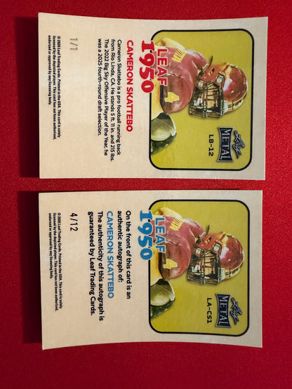 2026 Leaf Metal Football Cam Skattebo 1950 Gold Auto 1/1 Lot