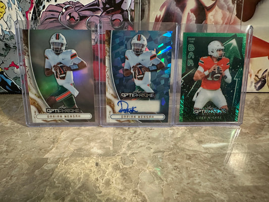2026 Leaf Optichrome Miami Hurricanes QB Lot DARIAN MENSAH 1/1 & AUTO /8 Luke Nickel