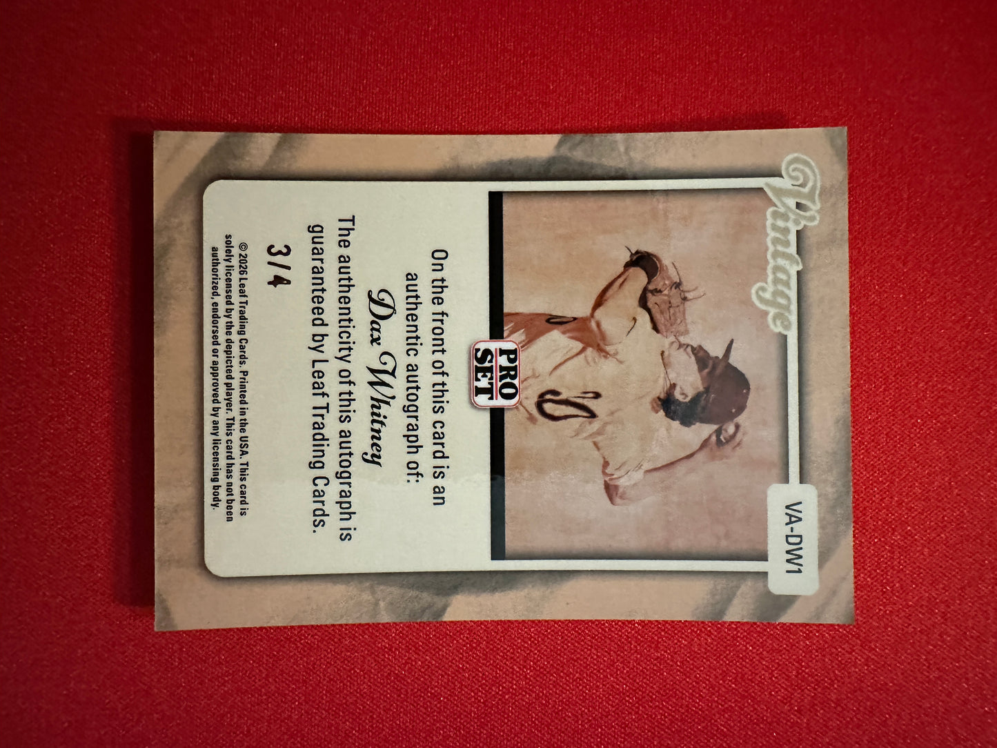 Dax Whitney 2026 Leaf Pro Set Vintage Orange Autograph 3/4 Oregon State RHP