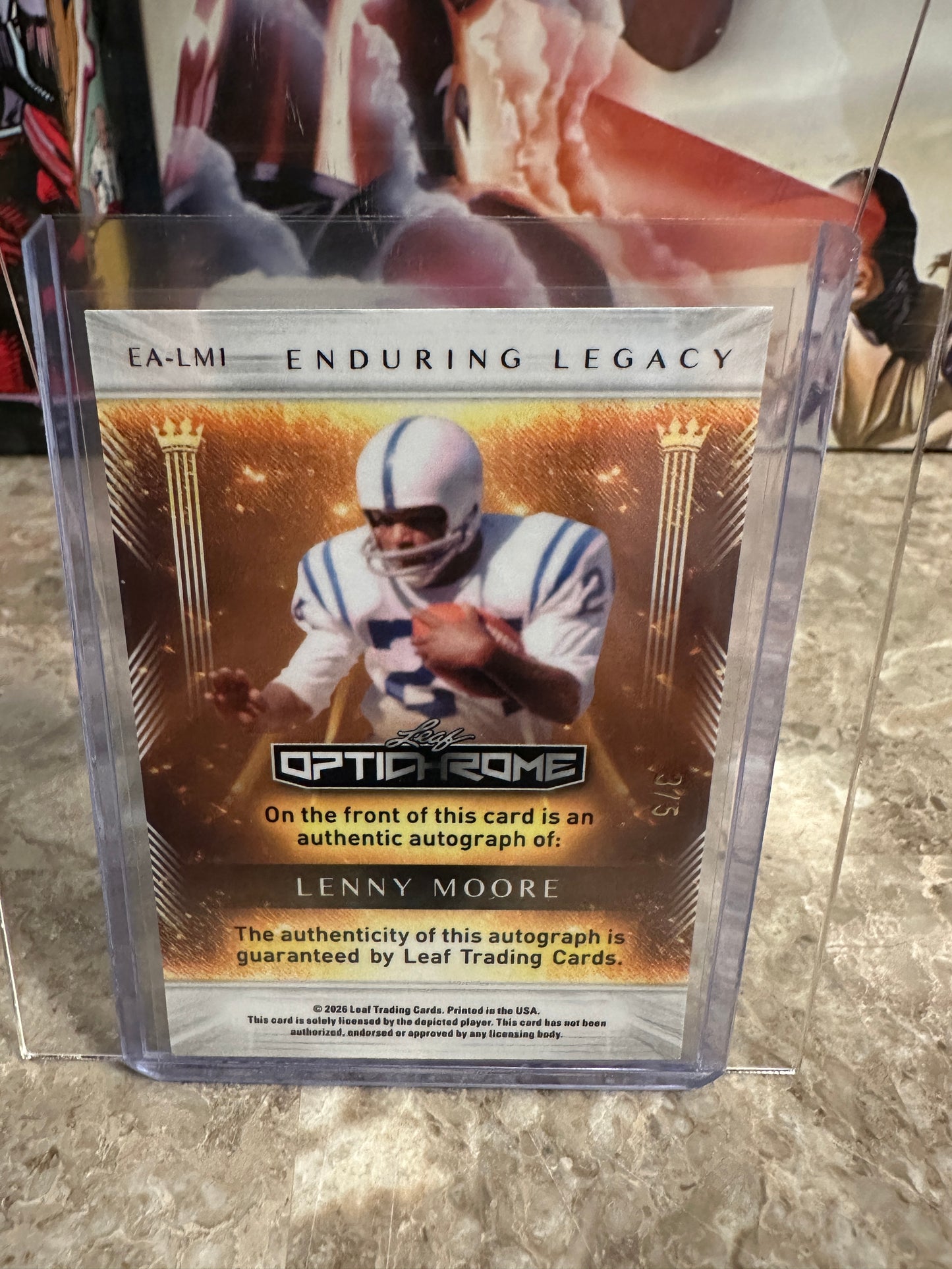 Lenny Moore 2026 Leaf Optichrome Football Enduring Legacy Black Prismatic Autograph /5