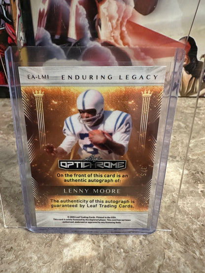 Lenny Moore 2026 Leaf Optichrome Football Enduring Legacy Black Prismatic Autograph /5