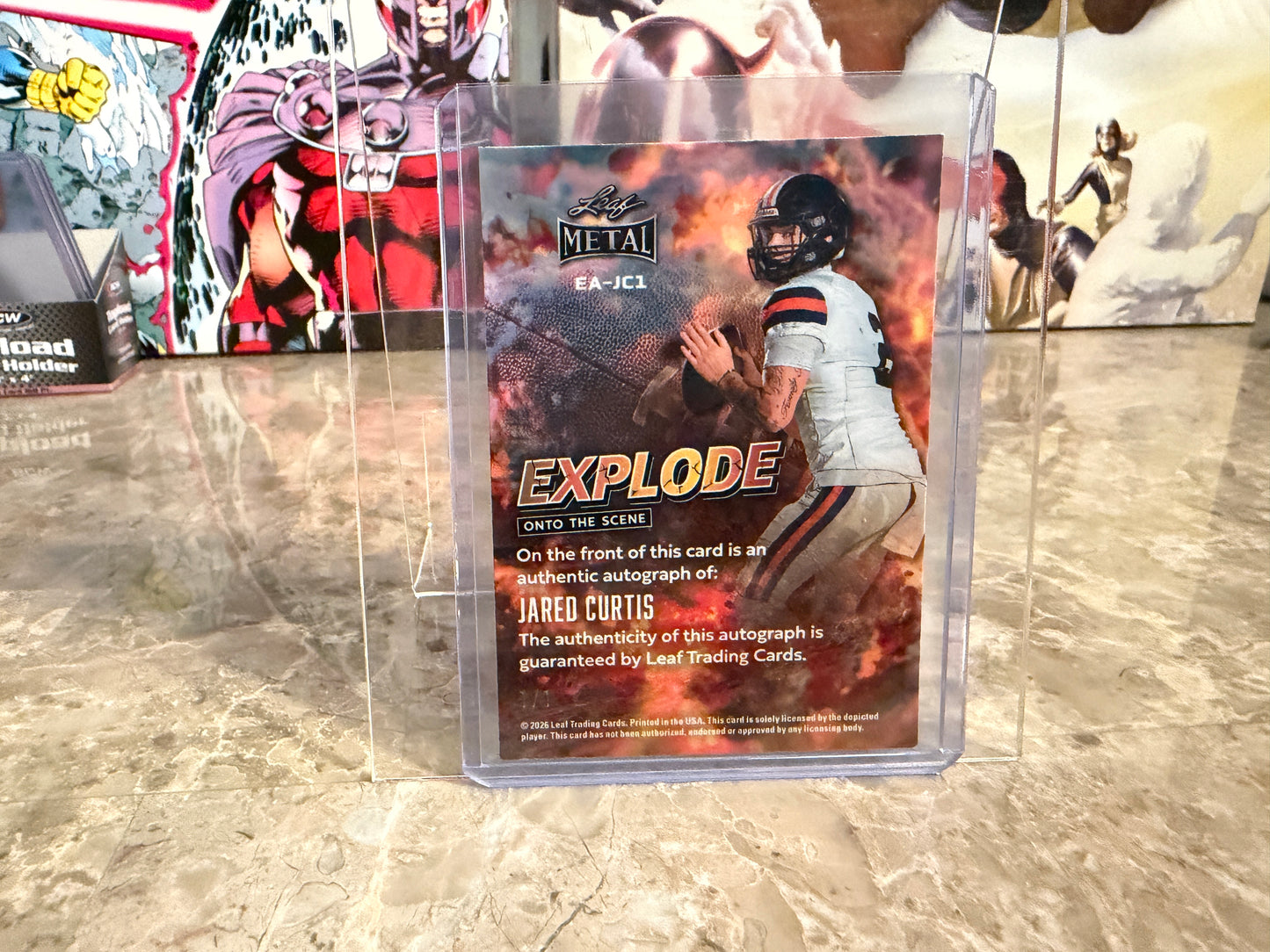 2026 Leaf Metal Football Jared Curtis Auto Explode Onto the Scene Super Gold Prismatic 1/1
