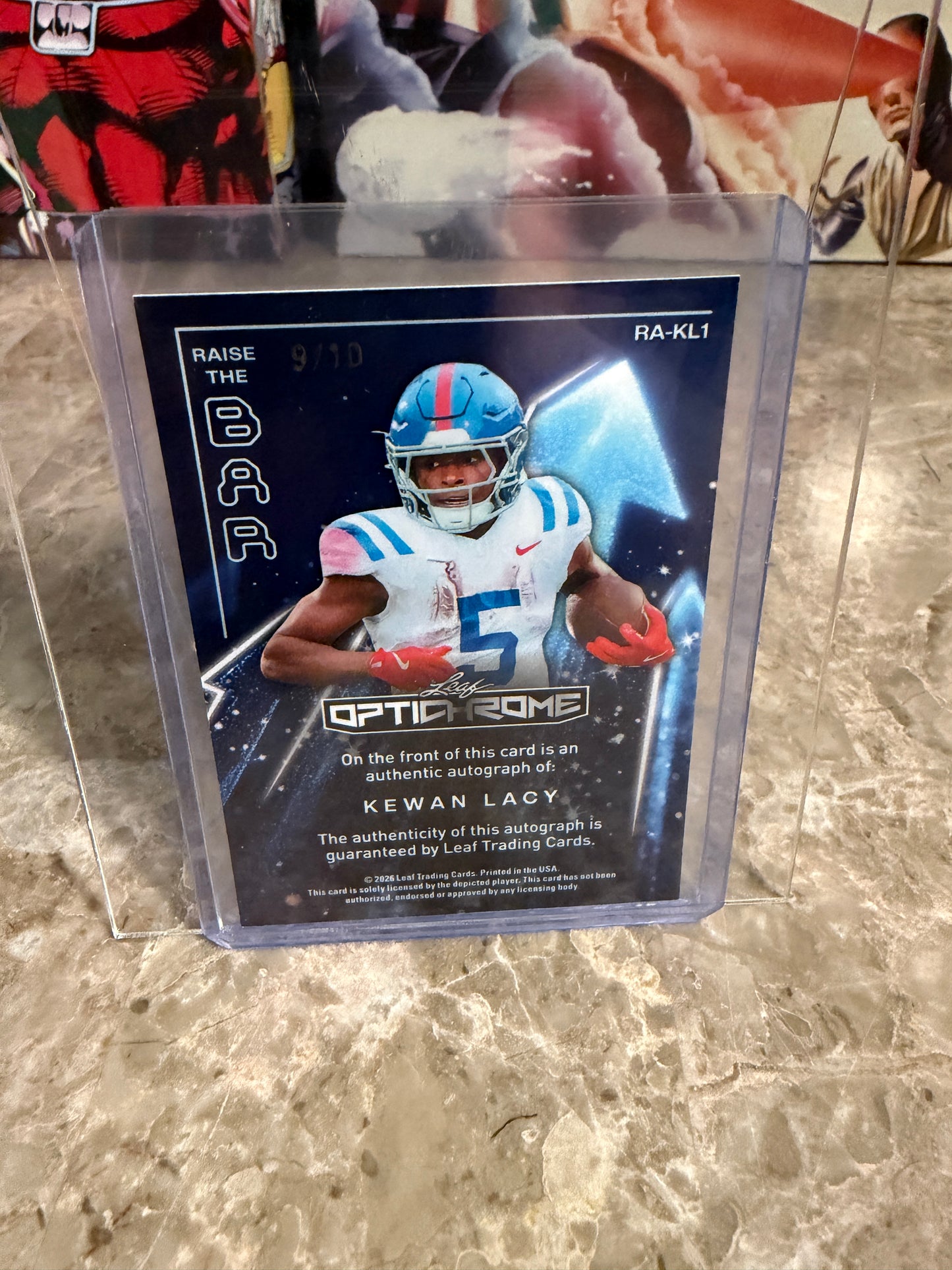 2026 Leaf Optichrome Kewan Lacy Raise The Bar Silver Crystal Auto /10 Ole Miss