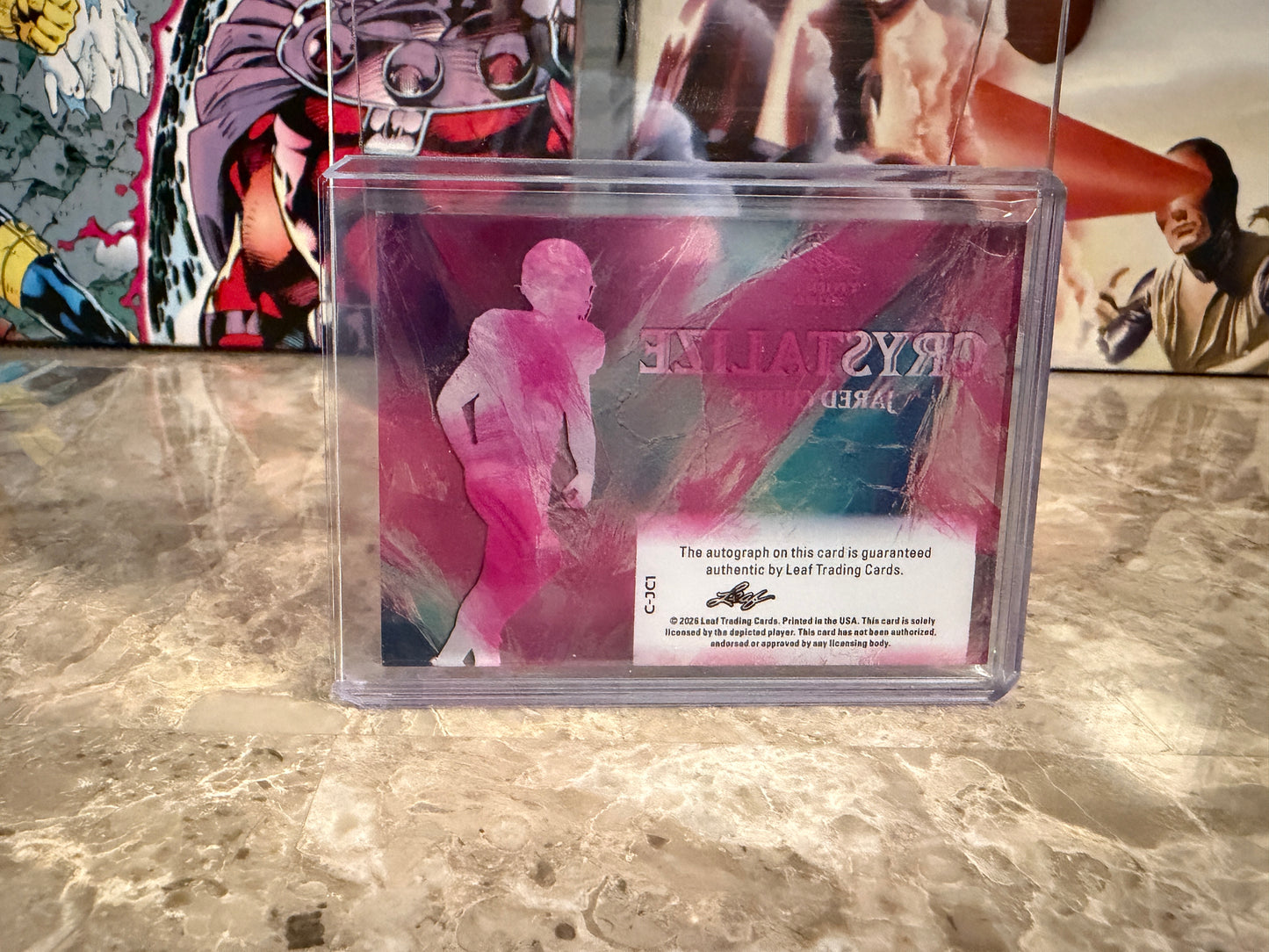 Jared Curtis 2026 Leaf Trinity Football Crystalize Auto Pink Clear