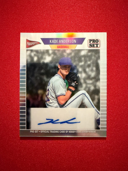 Kade Anderson 2026 Leaf Pro Set Metal Baseball 1989 Mini Auto Silver Prismatic 1/1