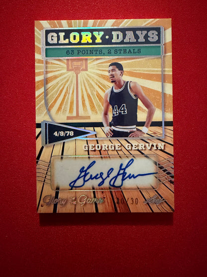 George Gervin 2025 Leaf Glory of the Game Glory Days Rainbow Auto 30/30 Bookend
