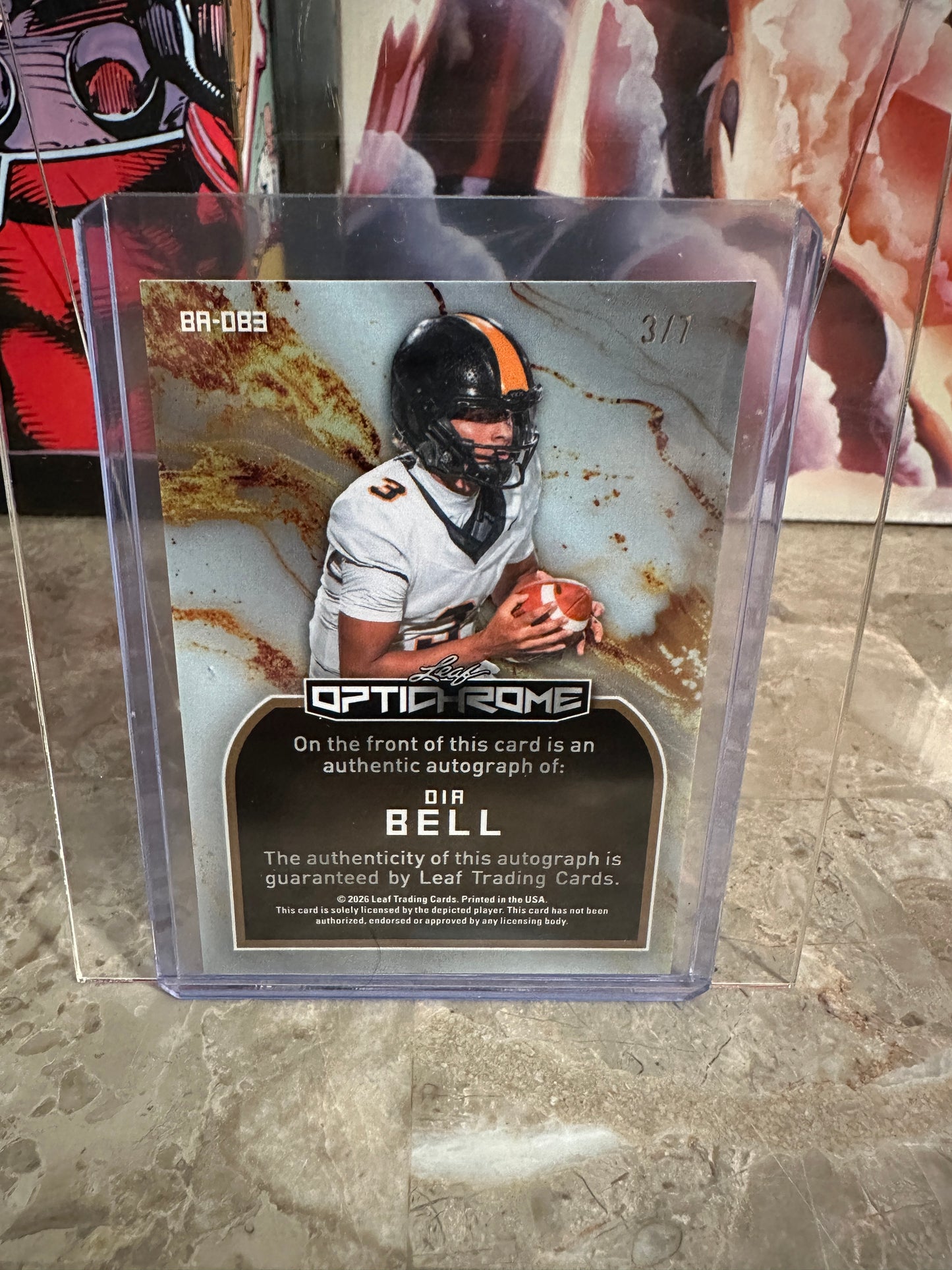 2026 Leaf Optichrome Football Dia Bell Base Autograph Purple Prismatic /7