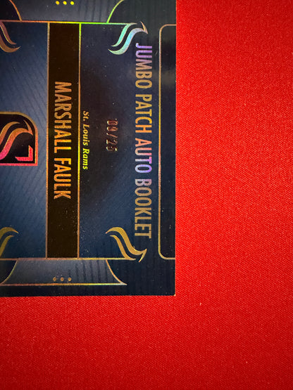Marshall Faulk 2025 Panini Silhouette Jumbo Patch Auto Nike Swoosh Booklet /25