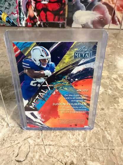 2026 Leaf Metal Football Justin Thurman Metal X Auto Pink Prismatic 1/1