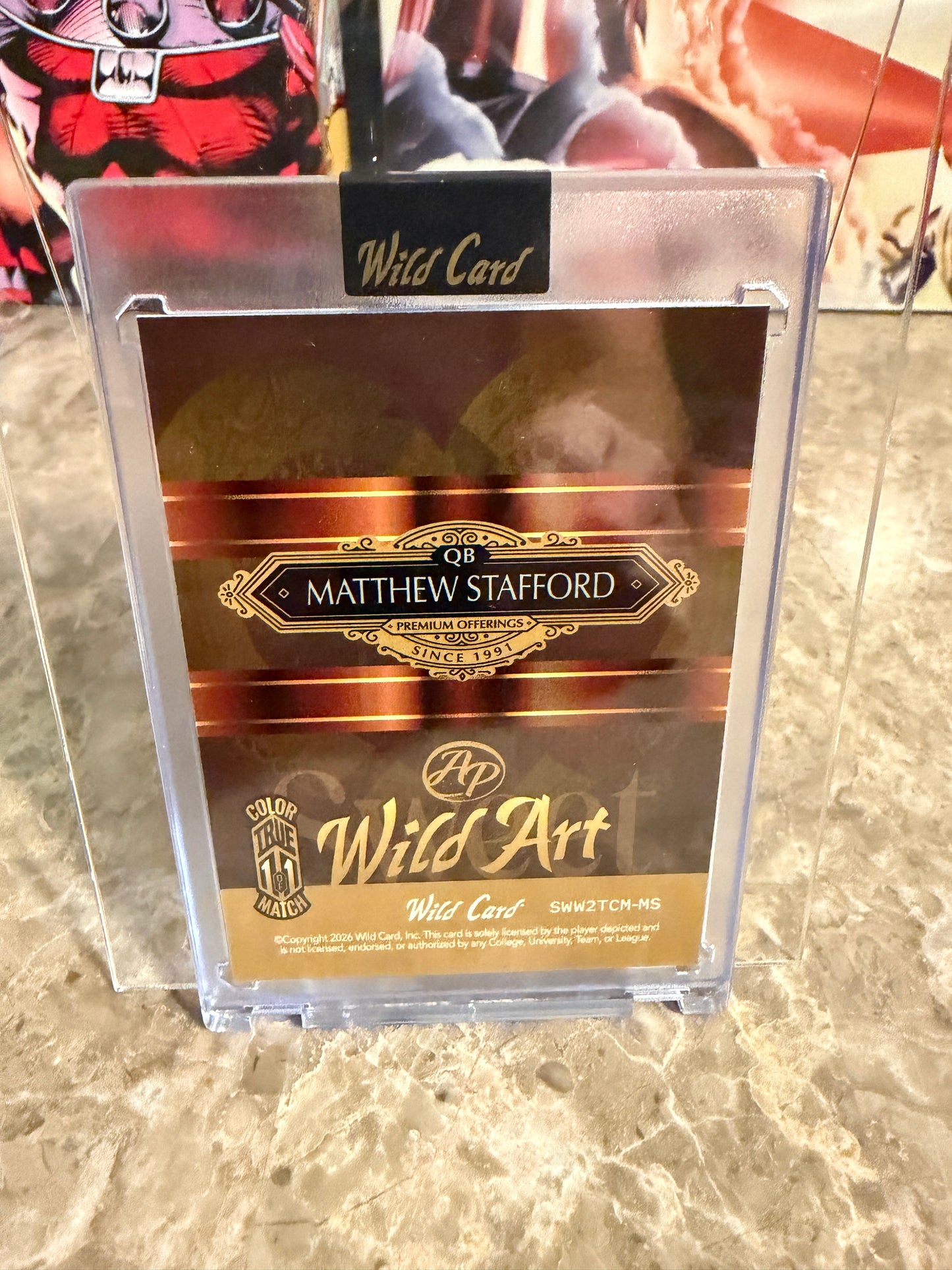 Matthew Stafford 2026 Wild Card Wild Art 1/1 Color Match Artist Proof 2-Card Lot
