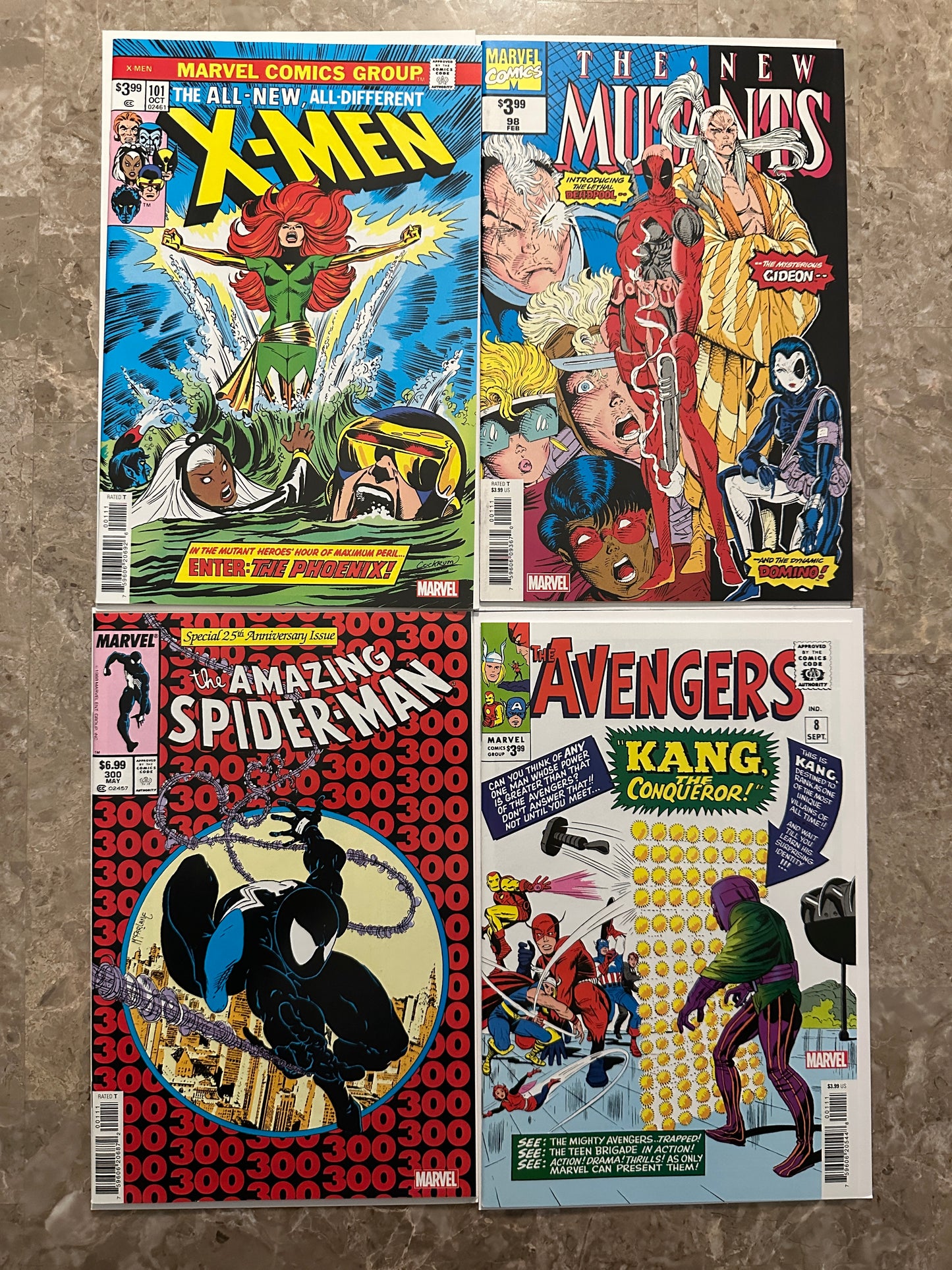 Amazing Spider-Man #300, New Mutants #98, X-Men #101, Avengers #8 Facsimile Lot