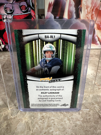 2026 Leaf Paydirt Riley Leonard Blue Auto 4/5 Color Match Card BA-RL1