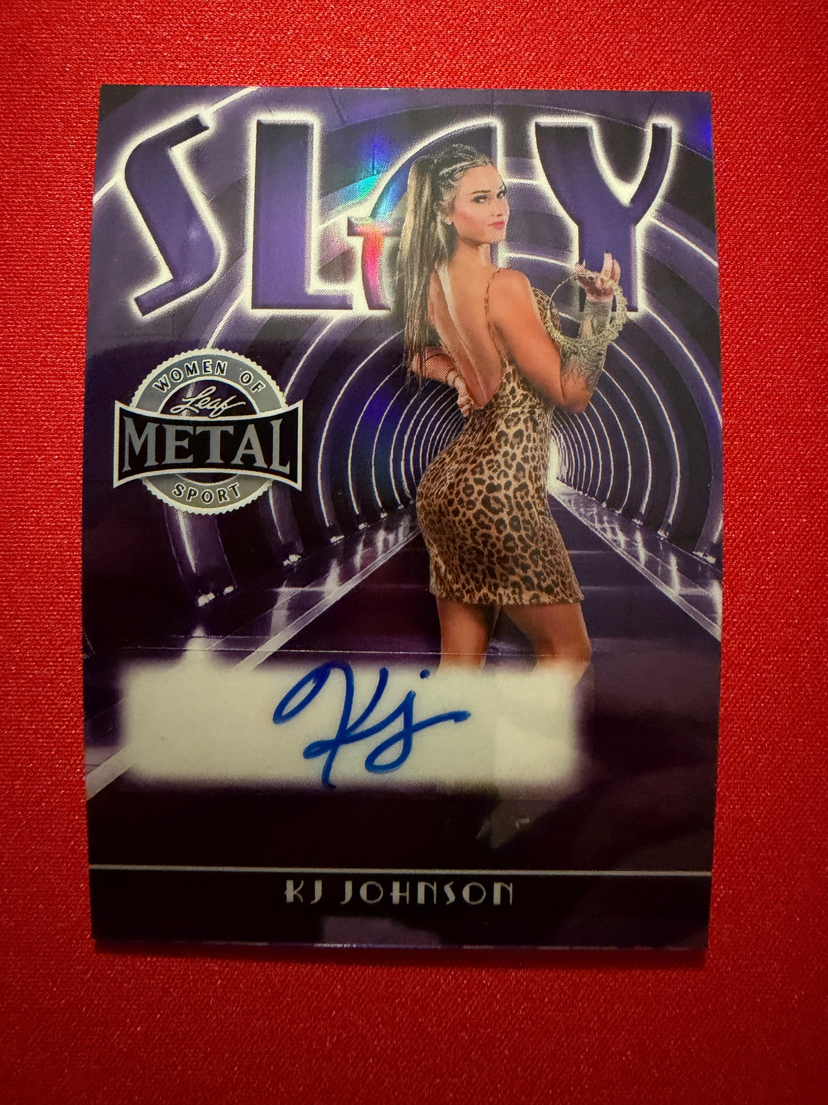 KJ Johnson 2026 Leaf Metal Women Of Sport Slay Auto Purple /7