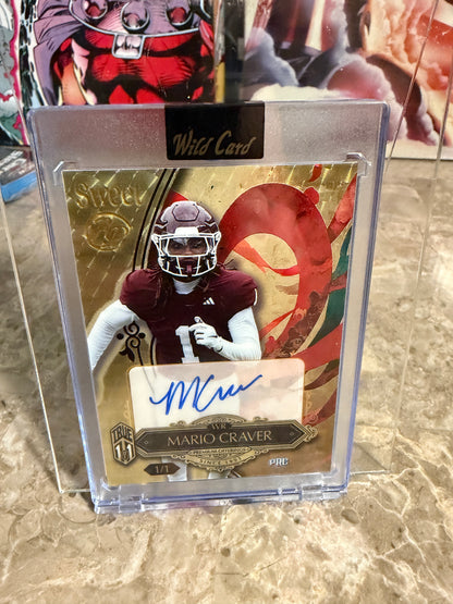 Mario Craver 2026 Wild Card Wild Art 1/1 Gold Vinyl Auto 2-Card Lot