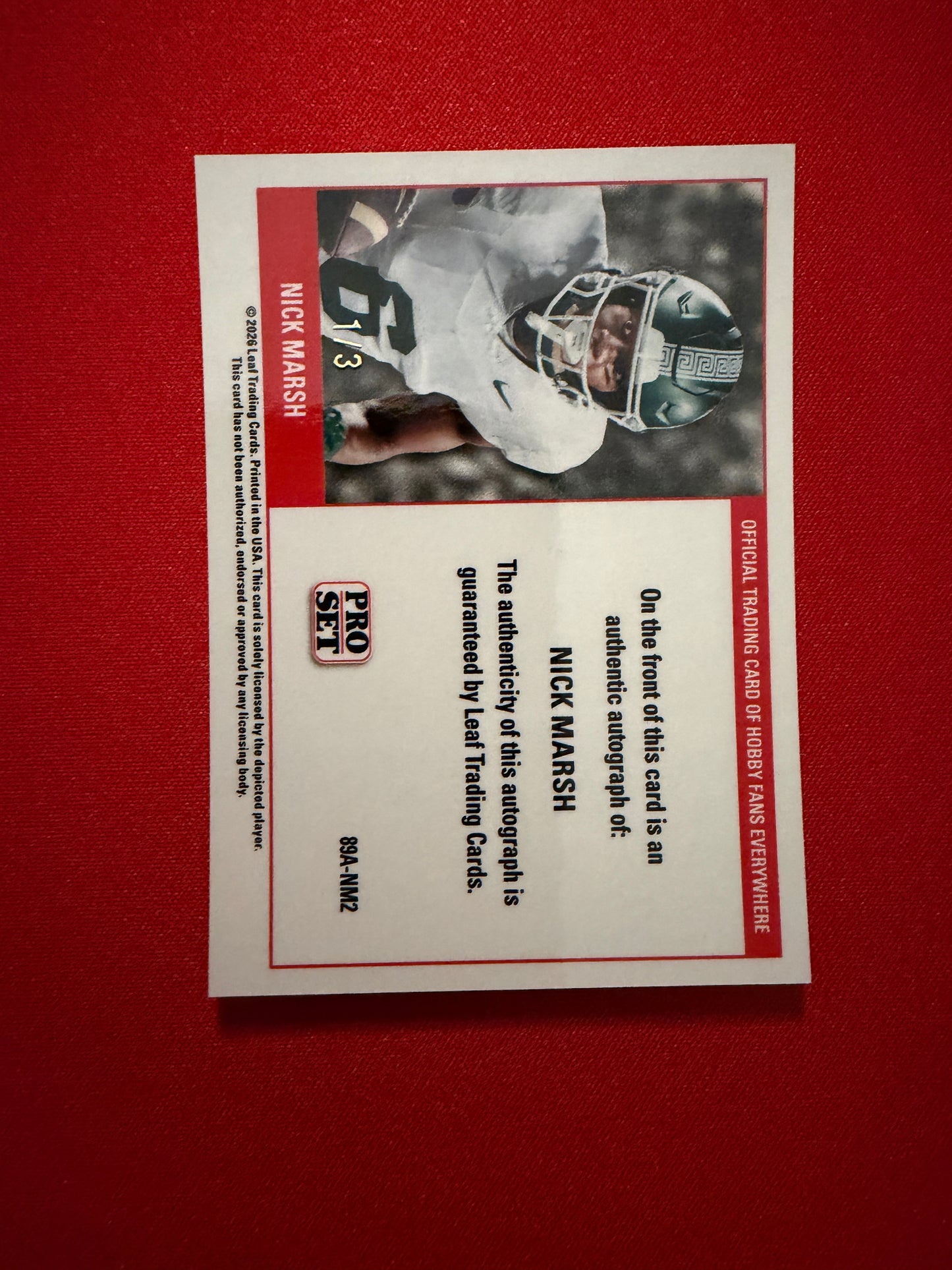 Nick Marsh 2026 Leaf Pro Set Metal 1989 Auto Green 1/3 Bookend Color Match