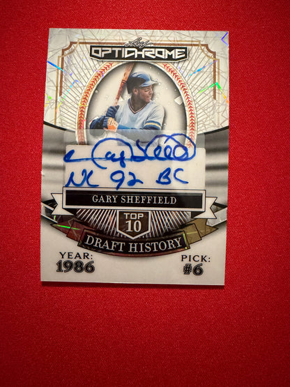 Gary Sheffield 2025 Leaf Optichrome Top 10 Draft History Auto Inscription 1/1