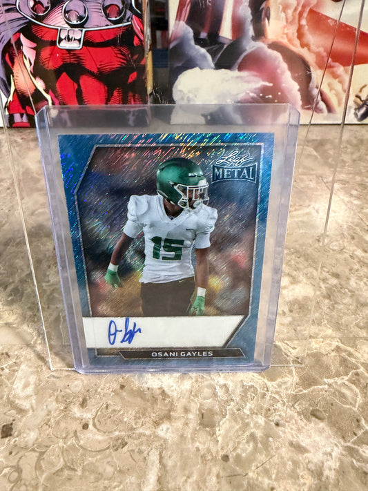 2026 Leaf Metal Football Osani Gayles Platinum Shimmer Auto /8