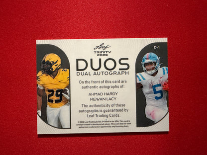 Kewan Lacy Ahmad Hardy 2026 Leaf Trinity Football Duos Dual Auto Pink /3